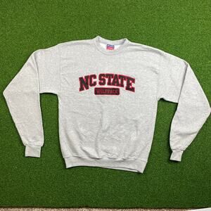 Vintage Champion Mens Gray NC State Wolfpack Crewneck Pullover Sweatshirt Sz M